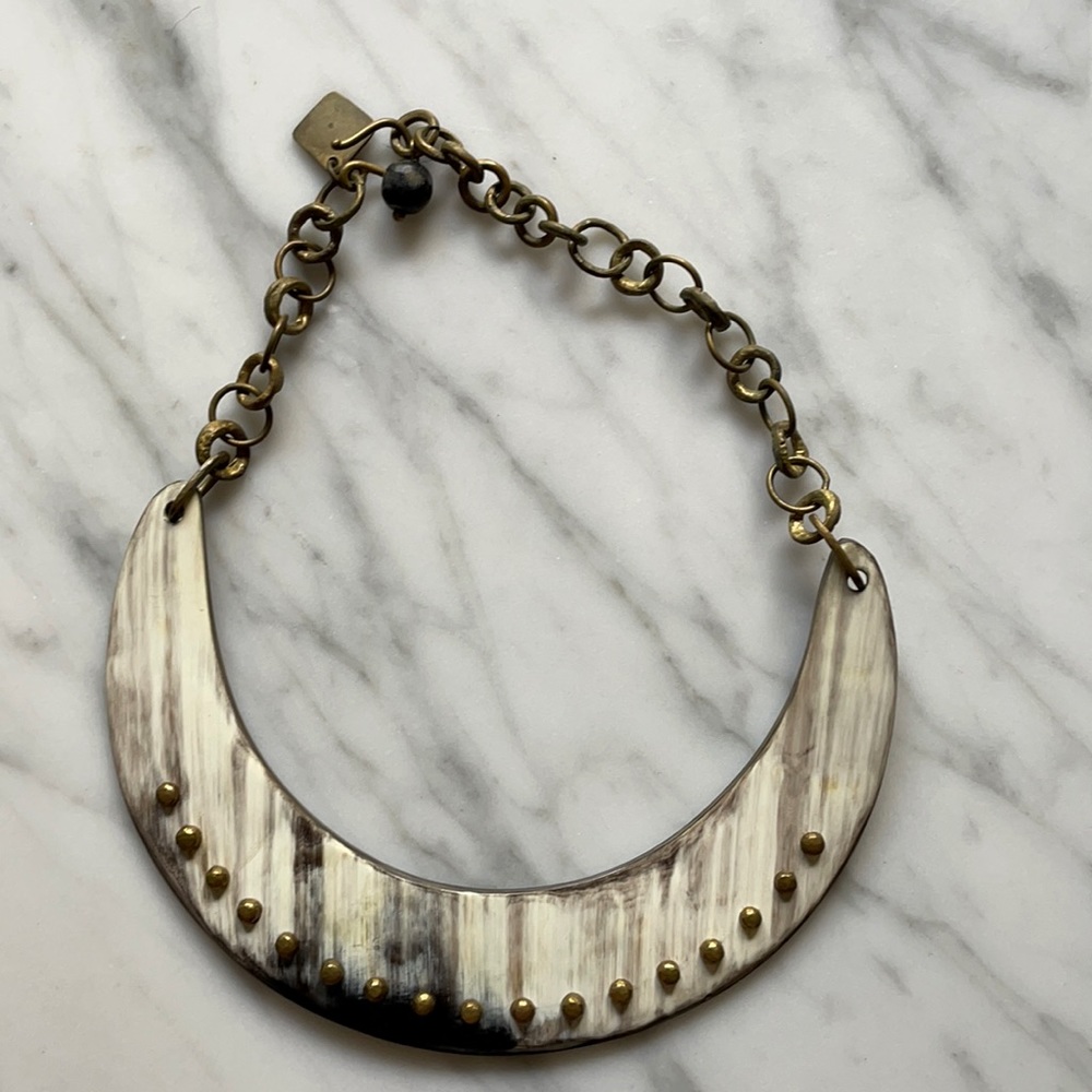 Ashley Pittman horn and brass choker necklace